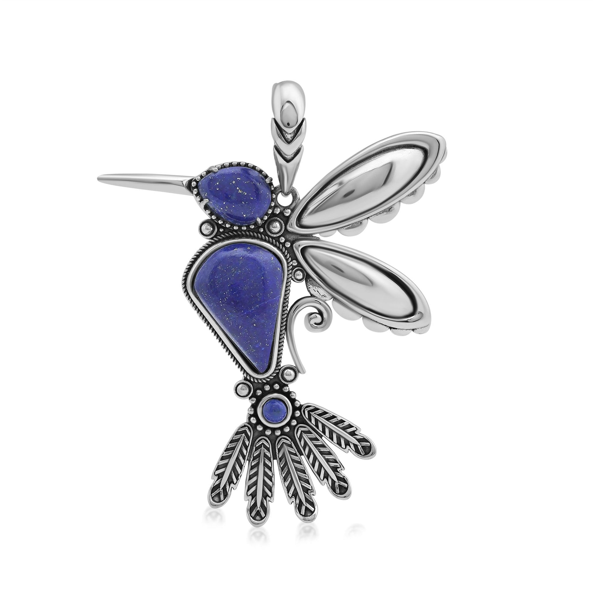 Sterling Silver and Lapis Hummingbird Pendant Enhancer