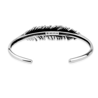 Sterling Silver Feather Design Cuff Bracelet, Sizes Small to Large