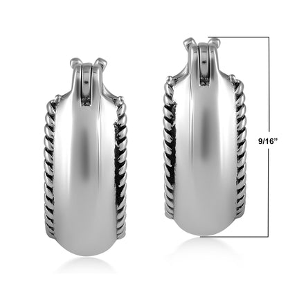 EXCLUSIVELY OURS! Sterling Silver Rope Edge Huggie Hoop Earrings