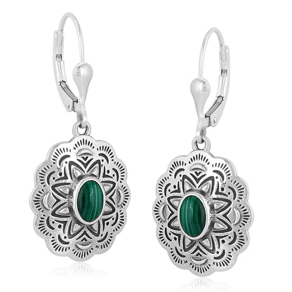 EXCLUSIVELY OURS! Sterling Silver Malachite Concha Dangle Earrings