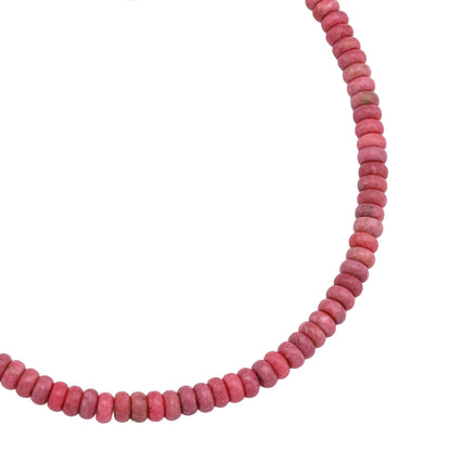 EXCLUSIVELY OURS! Sterling Silver Rhodonite Bead Necklace, 17 to 20 Inches