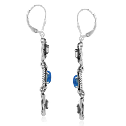 EXCLUSIVELY OURS! Sterling Silver Denim Lapis and White Topaz Dangle Earrings