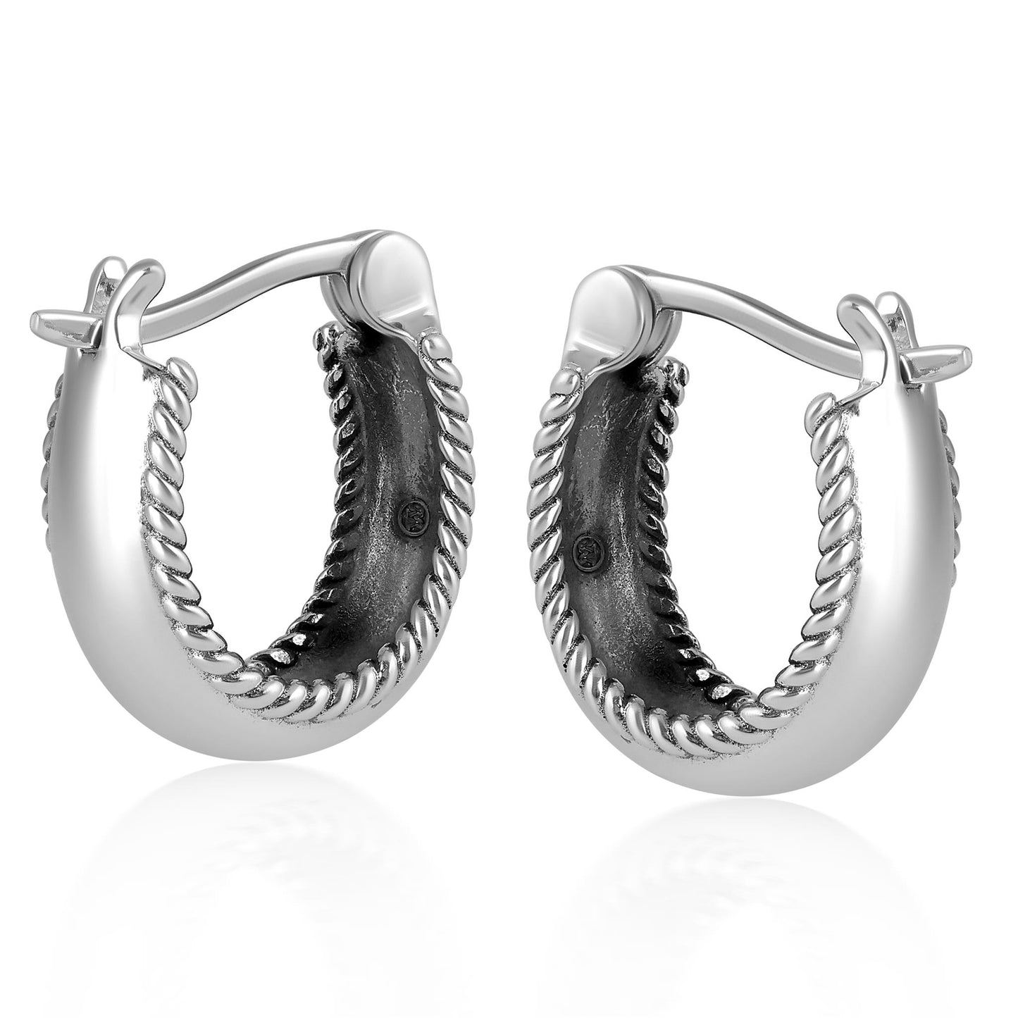 EXCLUSIVELY OURS! Sterling Silver Rope Edge Huggie Hoop Earrings