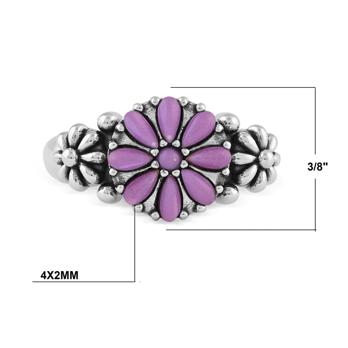 Sterling Silver Phosphosiderite Concha Flower Ring