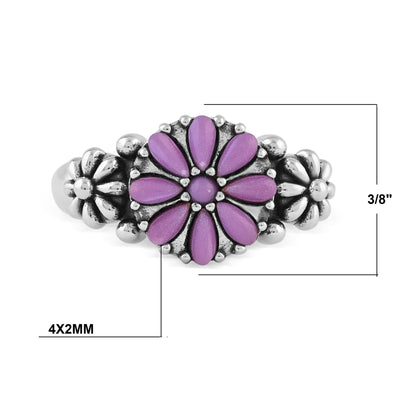 Sterling Silver Phosphosiderite Concha Flower Ring