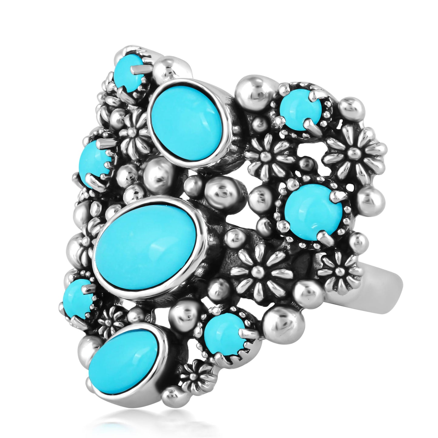 Sterling Silver Sleeping Beauty Turquoise Heart Ring