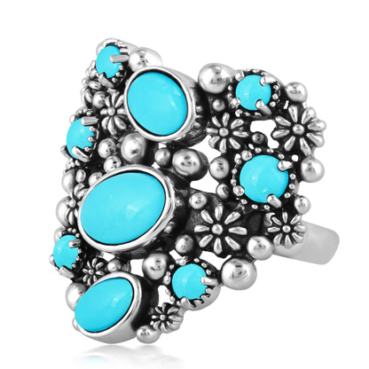 Sterling Silver Sleeping Beauty Turquoise Heart Ring