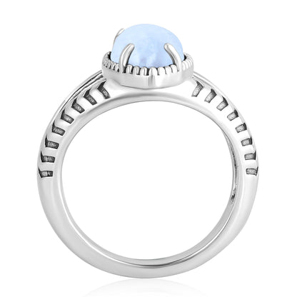 Sterling Silver Blue Lace Agate Marquise Split Shank Ring