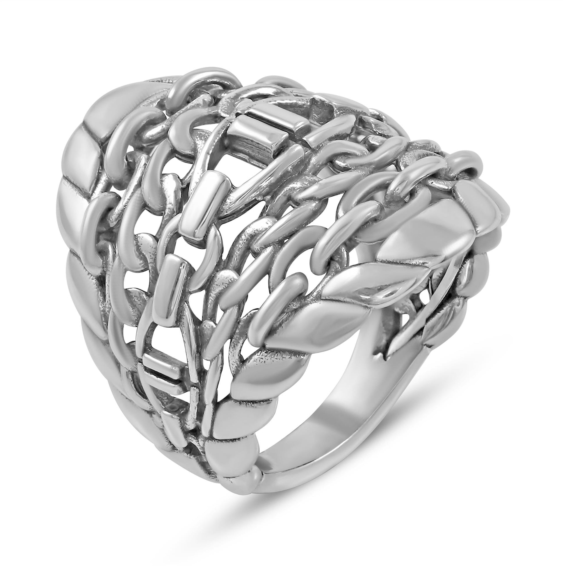 Sterling Silver Stirrup Chain Ring