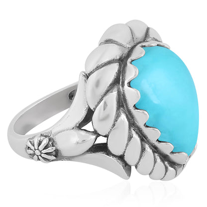 Sterling Silver Kingman Turquoise Pear Cut Rope Ring