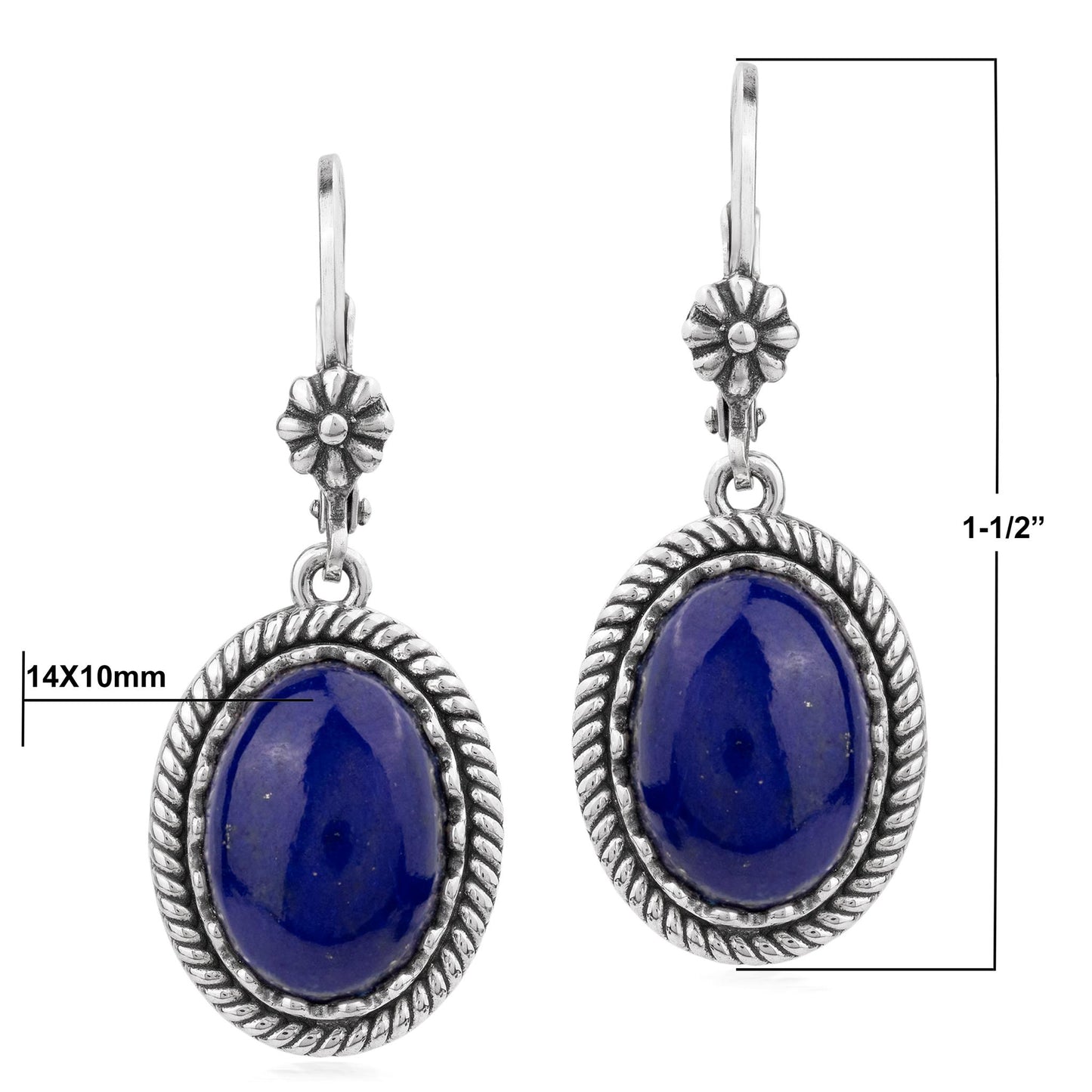 EXCLUSIVELY OURS! Sterling Silver Lapis Oval Drop Lever Back Earrings
