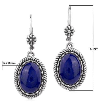 EXCLUSIVELY OURS! Sterling Silver Lapis Oval Drop Lever Back Earrings