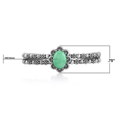 Sterling Silver Green Variscite Double Row Cuff Bracelet, Sizes Small to Large