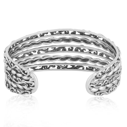 EXCLUSIVELY OURS! Sterling Silver 5-Row Textured Cuff Bracelet, Sizes Small to Large