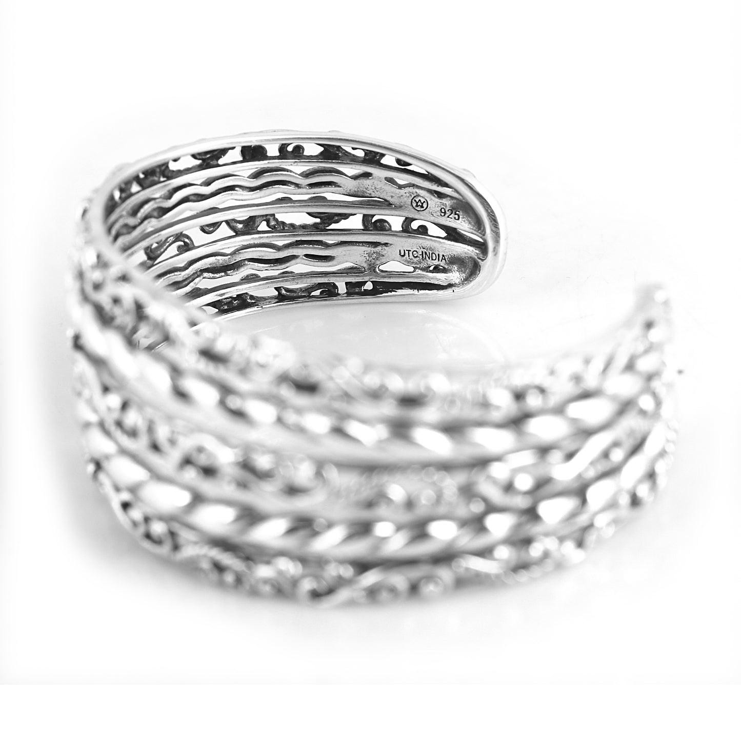 EXCLUSIVELY OURS! Sterling Silver 5-Row Textured Cuff Bracelet, Sizes Small to Large