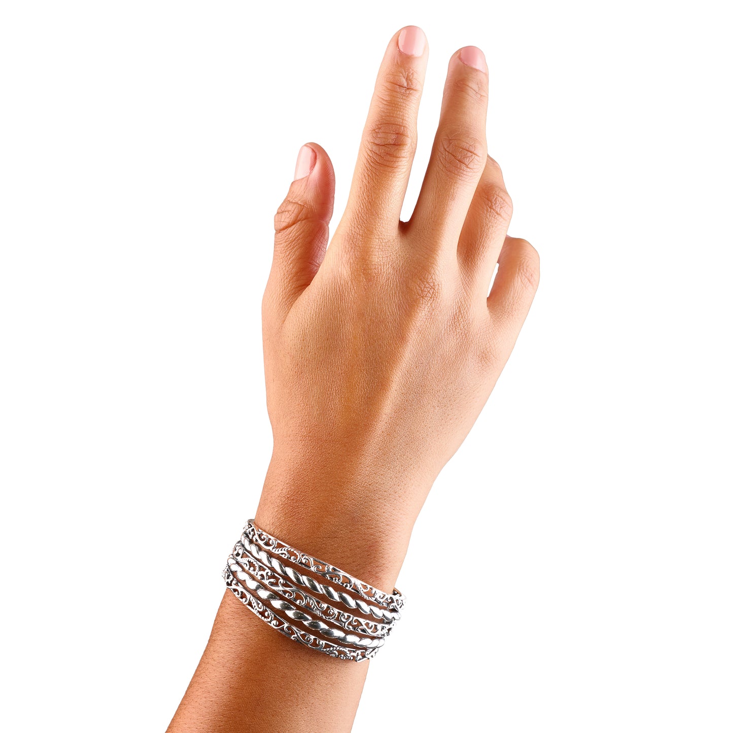 EXCLUSIVELY OURS! Sterling Silver 5-Row Textured Cuff Bracelet, Sizes Small to Large