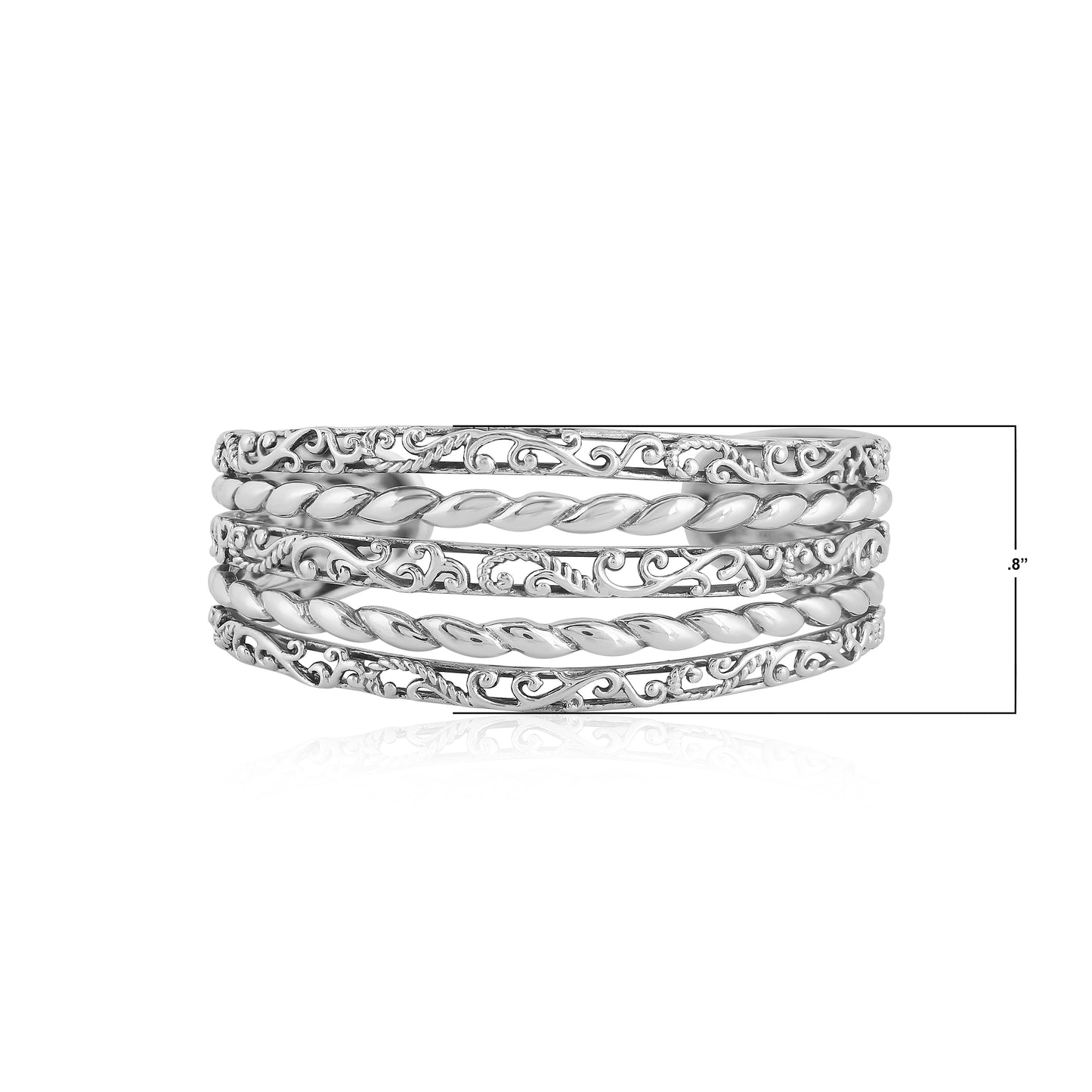 EXCLUSIVELY OURS! Sterling Silver 5-Row Textured Cuff Bracelet, Sizes Small to Large