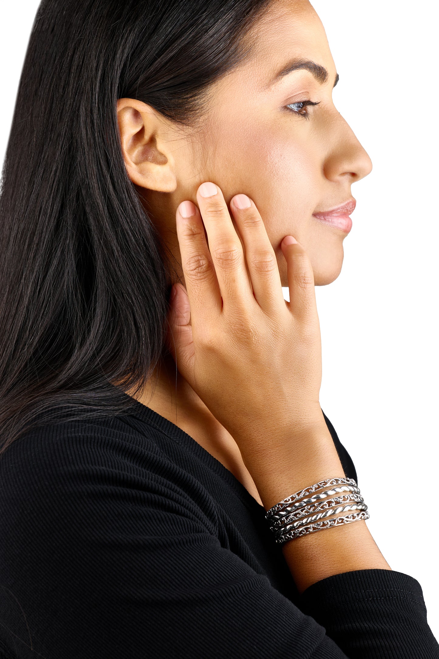 EXCLUSIVELY OURS! Sterling Silver 5-Row Textured Cuff Bracelet, Sizes Small to Large