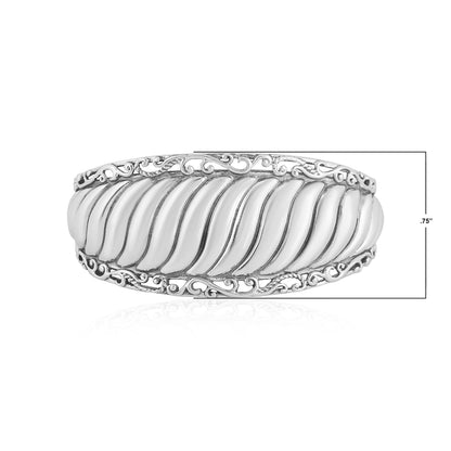 EXCLUSIVELY OURS! Sterling Silver Wide Textured Cuff Bracelet, Sizes Small to Large