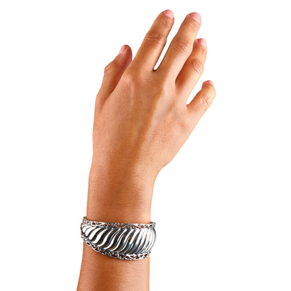 EXCLUSIVELY OURS! Sterling Silver Wide Textured Cuff Bracelet, Sizes Small to Large