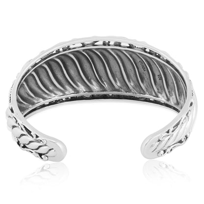 EXCLUSIVELY OURS! Sterling Silver Wide Textured Cuff Bracelet, Sizes Small to Large