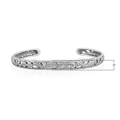 EXCLUSIVELY OURS! Sterling Silver Filigree Cuff Bracelet, Sizes Small to Large