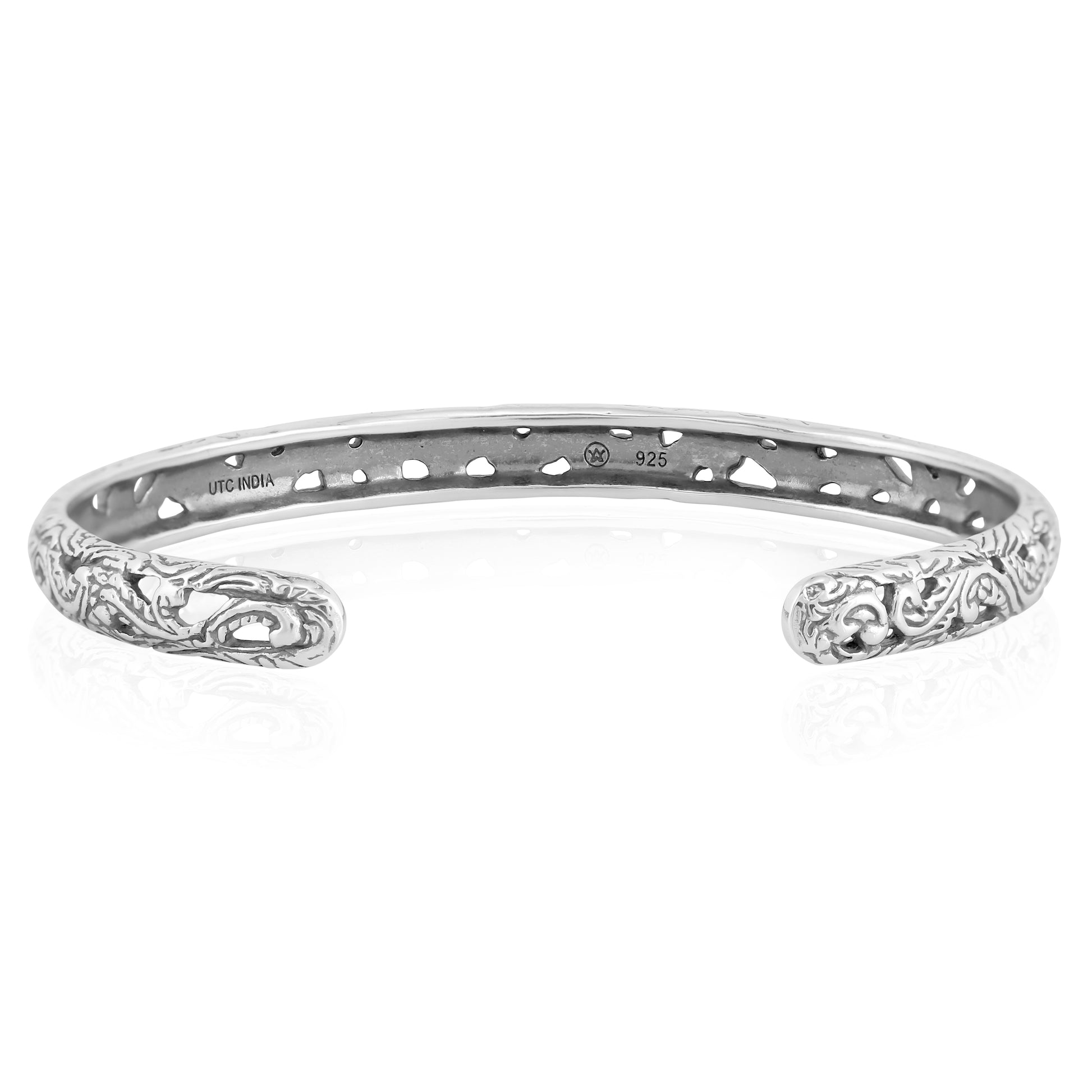 Sterling Silver Filigree Cuff Bracelet, Sizes Small to Large