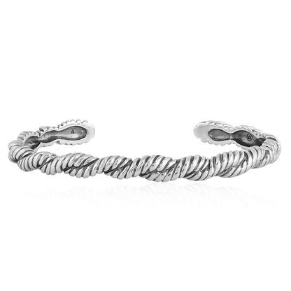 Sterling Silver Twisted Rope Cuff Bracelet, Sizes Small to Large