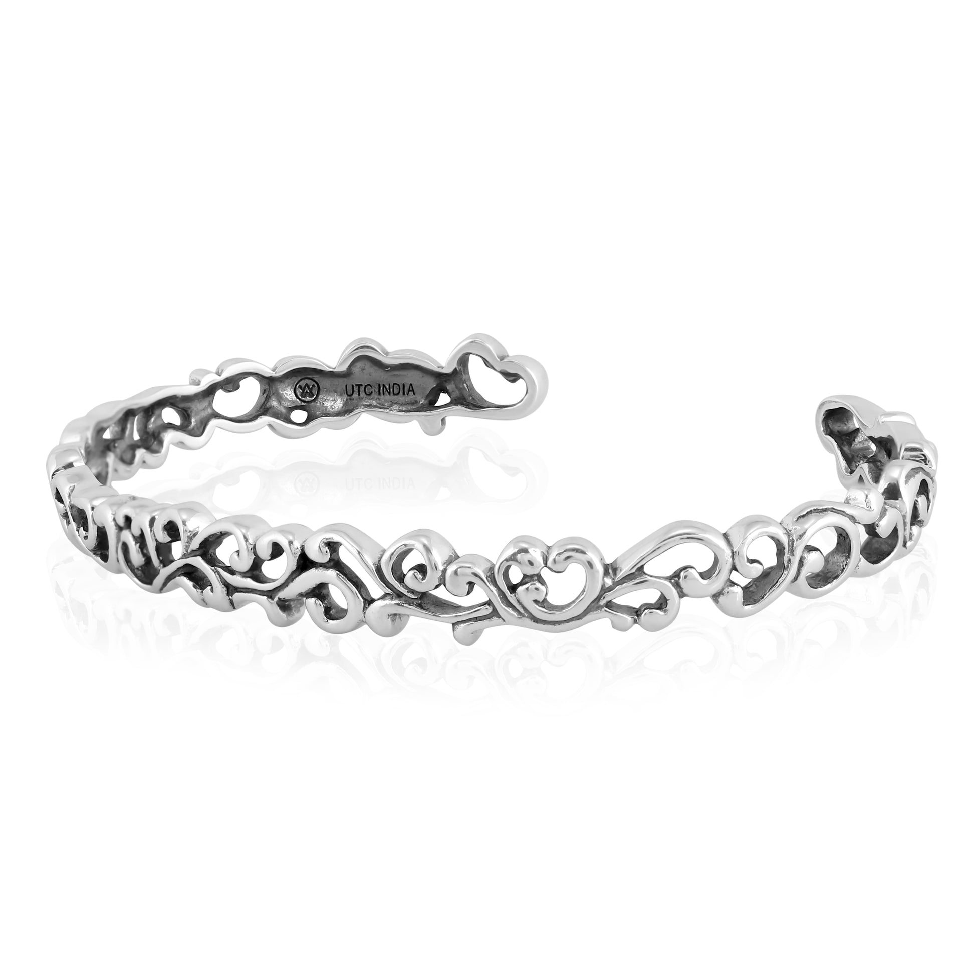 Sterling Silver Open Vine Cuff Bracelet, Sizes Small to Large