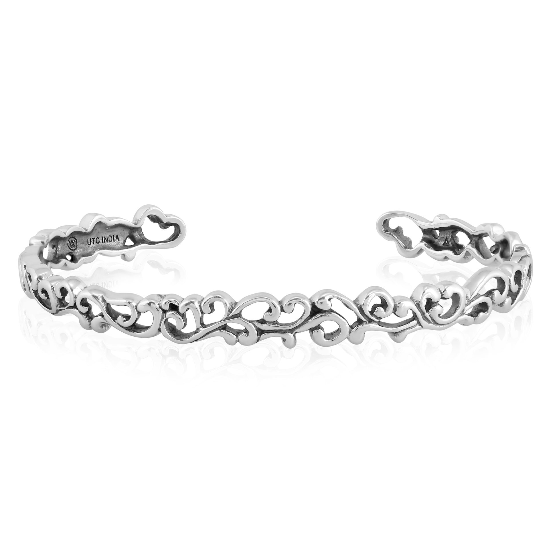 Sterling Silver Open Vine Cuff Bracelet, Sizes Small to Large