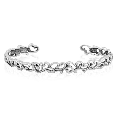 Sterling Silver Open Vine Cuff Bracelet, Sizes Small to Large