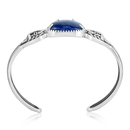 Sterling Silver Sodalite Fritz Casuse Yeibichai Triangle Cuff Bracelet, Size Small
