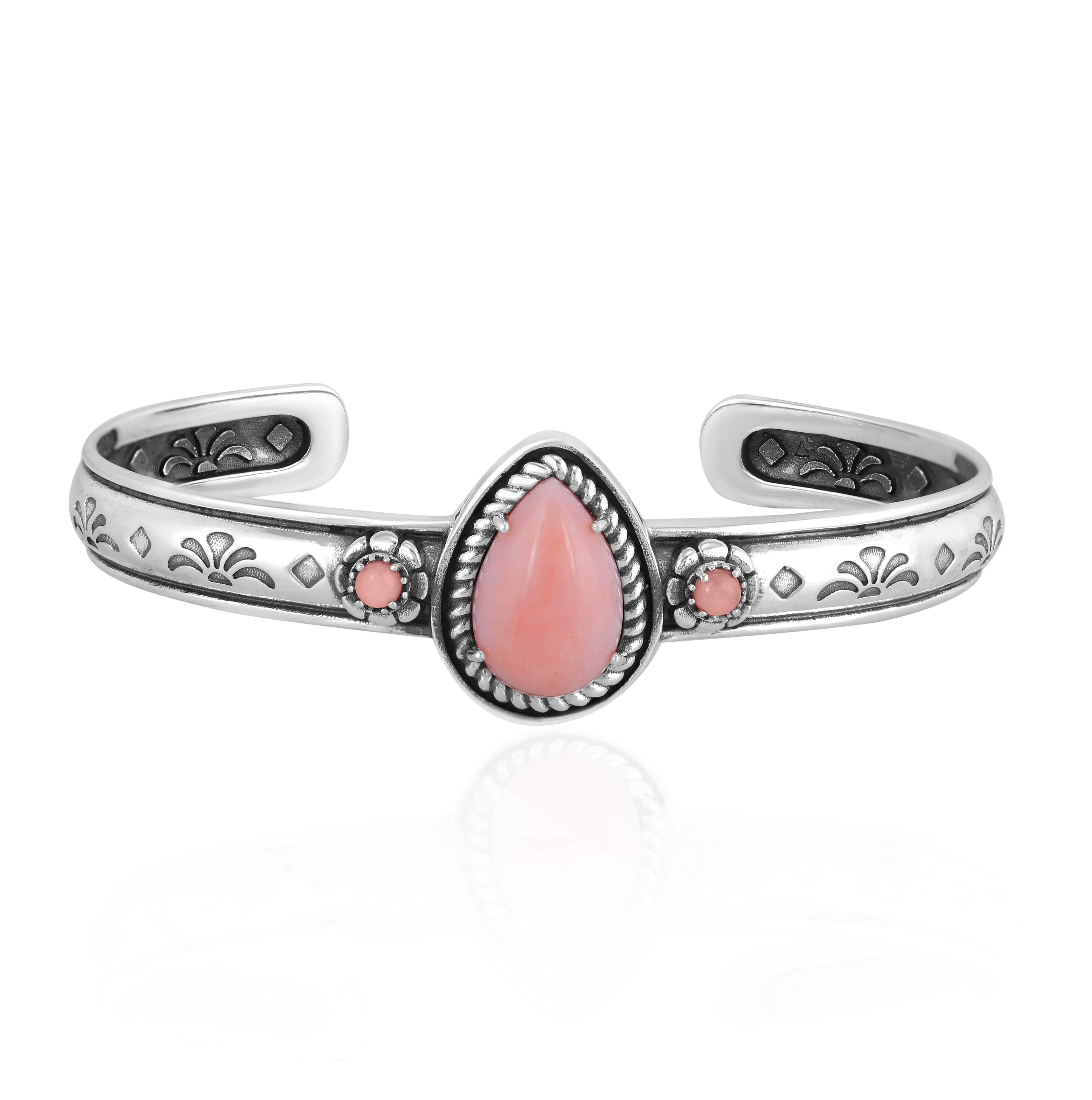 Sterling Silver Pink Opal Rope Cuff Bracelet – Small to Large ...