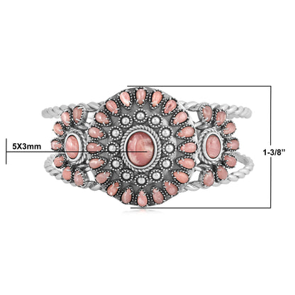 LIMITED EDITION! Sterling Silver Rhodochrosite Bold Pear and Oval Cut Cuff Bracelet, Sizes Small to Large