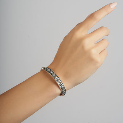 EXCLUSIVELY OURS! Sterling Silver Concha Flower and Bead Narrow Cuff Bracelet, Sizes Small to Large