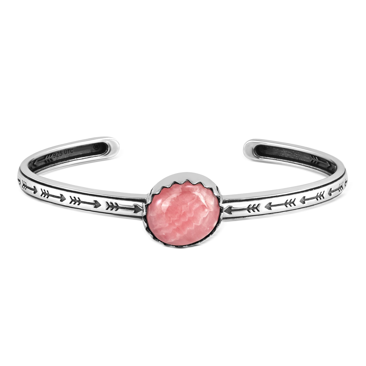 EXCLUSIVELY OURS! Sterling Silver Rhodochrosite Oval Cut Stackable Cuff Bracelet, Sizes Small to Large