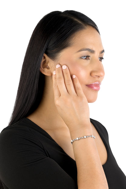 EXCLUSIVELY OURS! Sterling Silver White Howlite Round Beaded Bracelet, Sizes Small to Large