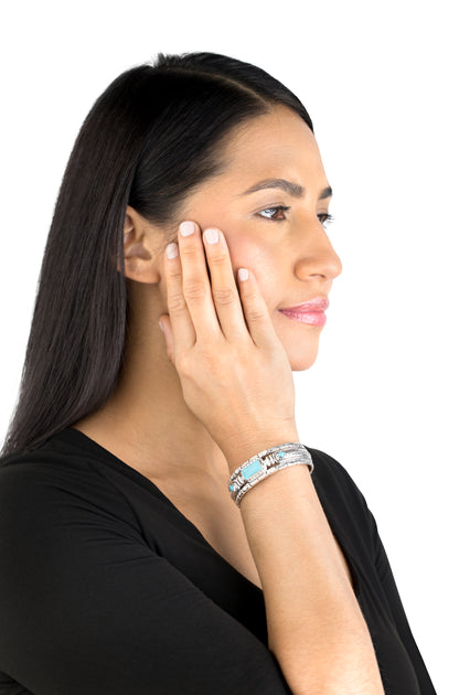 LIMITED EDITION! Sterling Silver Sleeping Beauty Turquoise Ancient Wisdom Cuff Bracelet, Sizes Small to Large