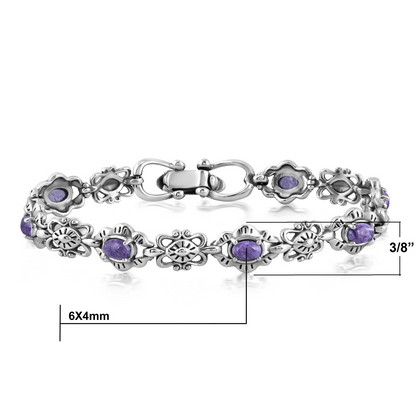 EXCLUSIVELY OURS! Sterling Silver Charoite Concha Link Bracelet, Sizes Small to Large