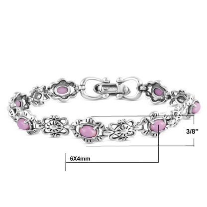 Sterling Silver Phosphosiderite Concha Link Bracelet, Sizes Small to Large