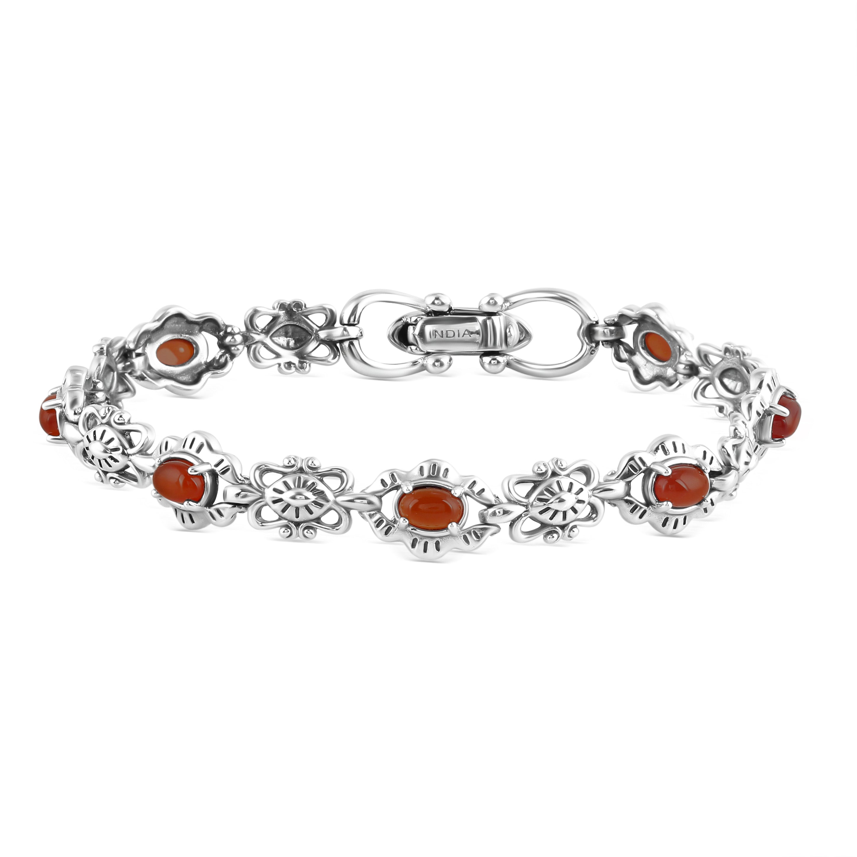 EXCLUSIVELY OURS! Sterling Silver Red Onyx Gemstone Concha Link