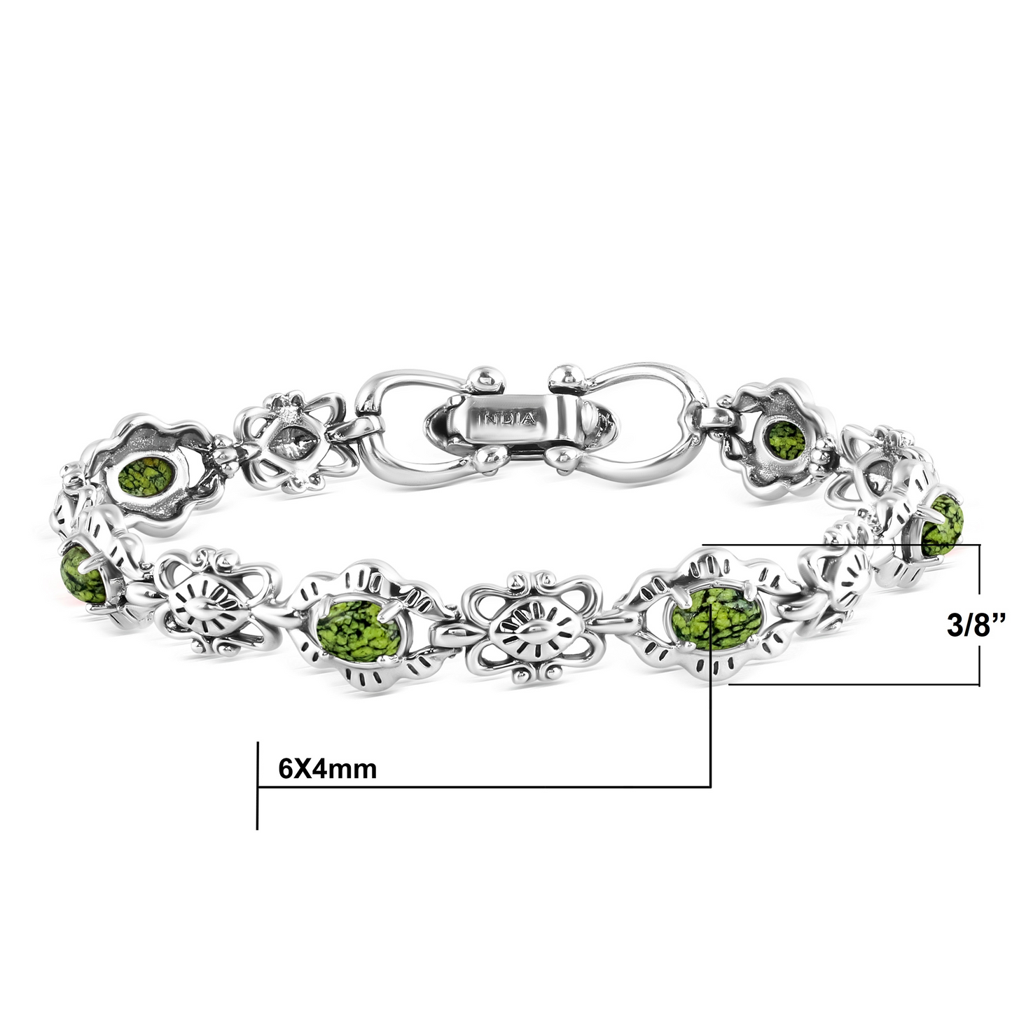 EXCLUSIVELY OURS! Sterling Silver Serpentine Concha Link Bracelet, Sizes Small to Large