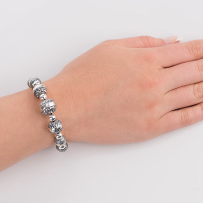 Sterling Silver Native Pearl Coil Wrap Bracelet One Size Fits Most