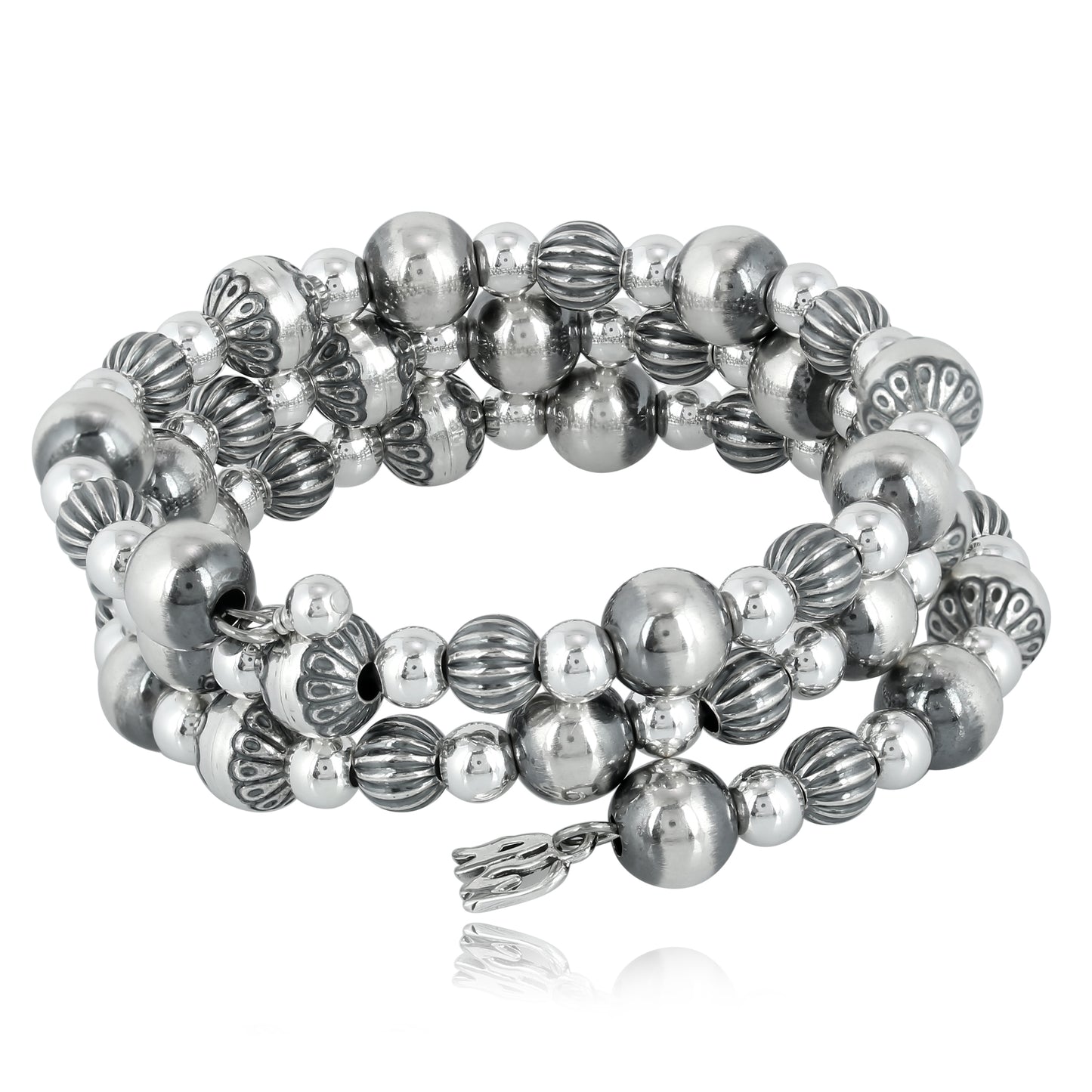 Sterling Silver Beaded Wrap Bracelet