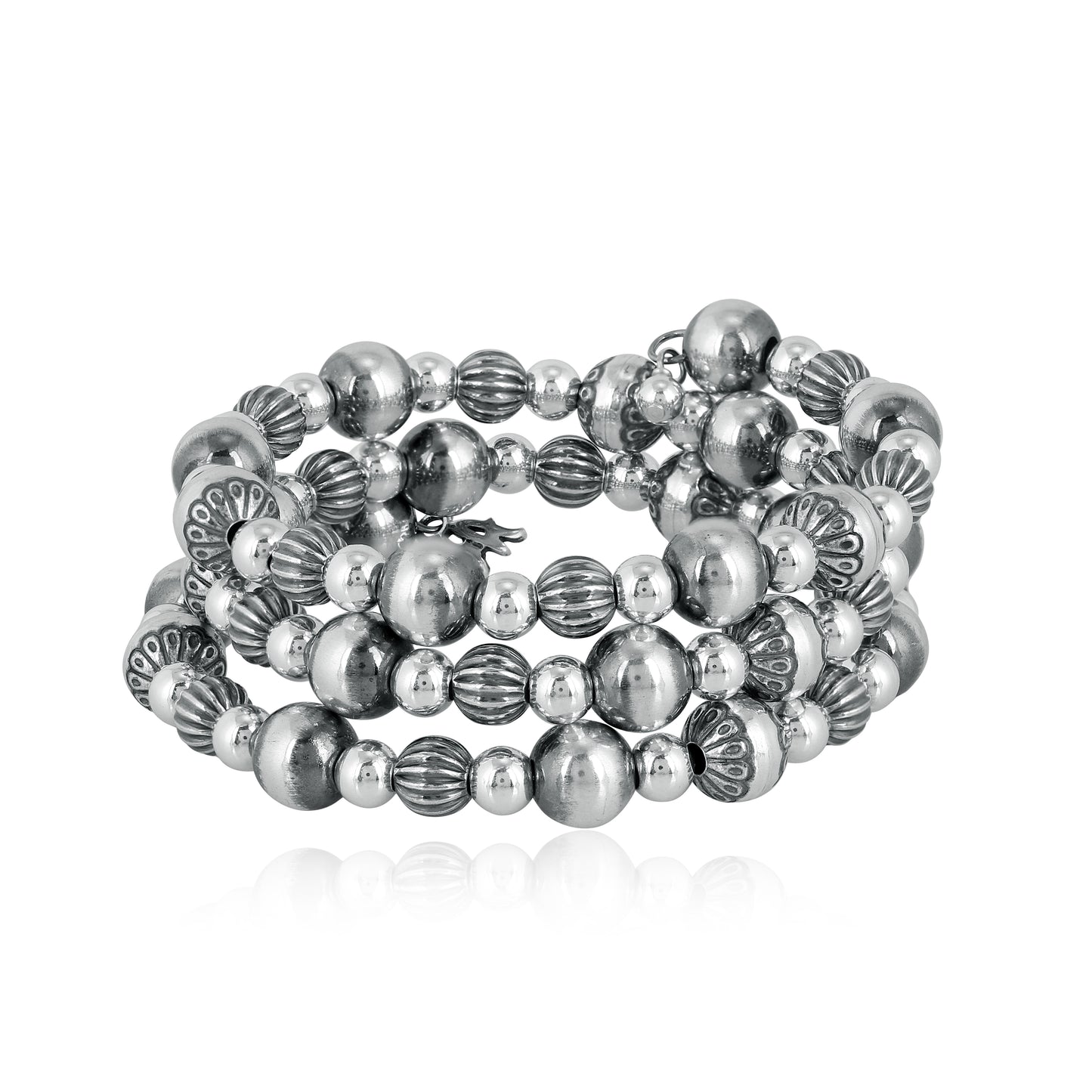 Sterling Silver Beaded Wrap Bracelet