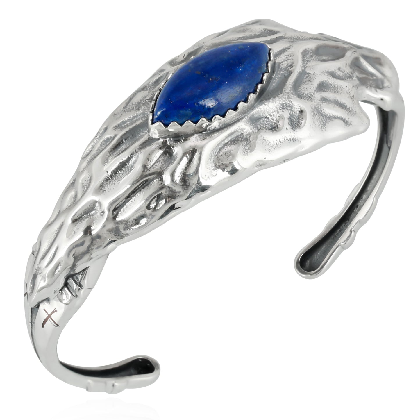 EXCLUSIVELY OURS! Sterling Silver Lapis Fritz Casuse Arrowhead Cuff Bracelet Sizes Small to Large