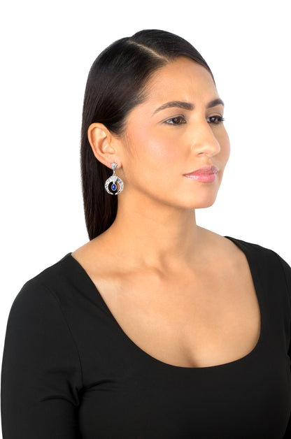 Sterling Silver Lapis Fritz Casuse Oval Gemstone Naja Earrings