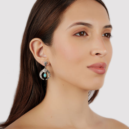 Sterling Silver Sleeping Beauty Turquoise Fritz Casuse Oval Gemstone Naja Earrings