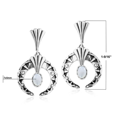 Sterling Silver White Mother of Pearl Fritz Casuse Oval Gemstone Naja Earrings