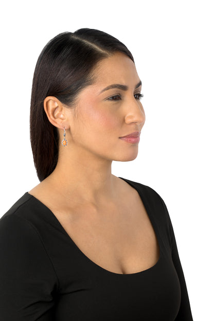 Sterling Silver Orange Spiny Oyster Concha Lever Back Dangle Earrings